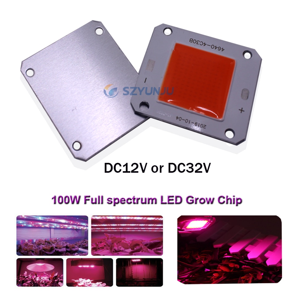 고전력 LED 칩 380-840nm 전체 스펙트럼 100W DC12V 또는 DC32V 40X46mm 의 실내 식물 성장을 위한 조명 램프 비즈 성장